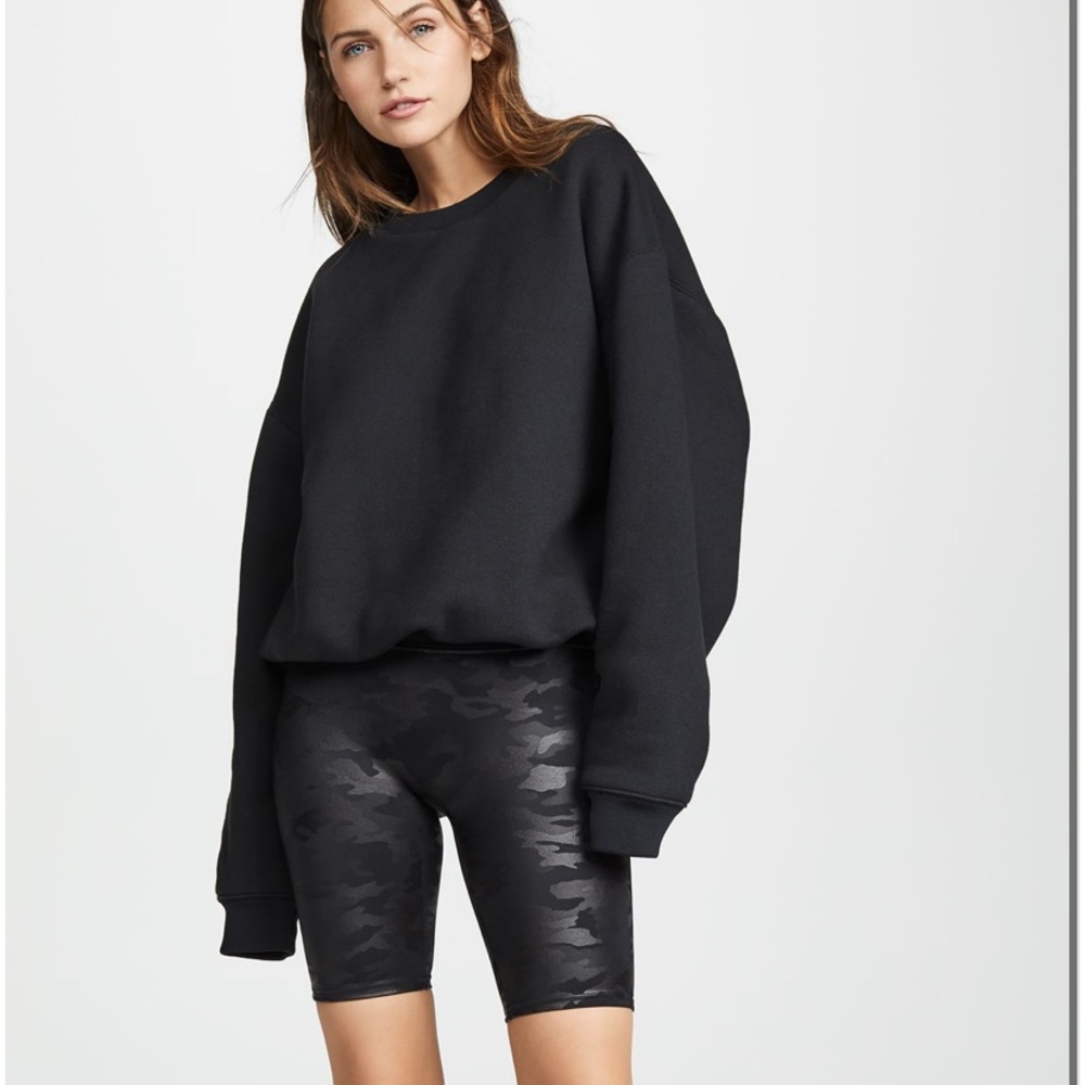 Spanx Faux Leather Black Camo Biker Short XS